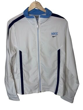 Nike White Track Jacket with Blue Accents WINDBREAKER  KIDS